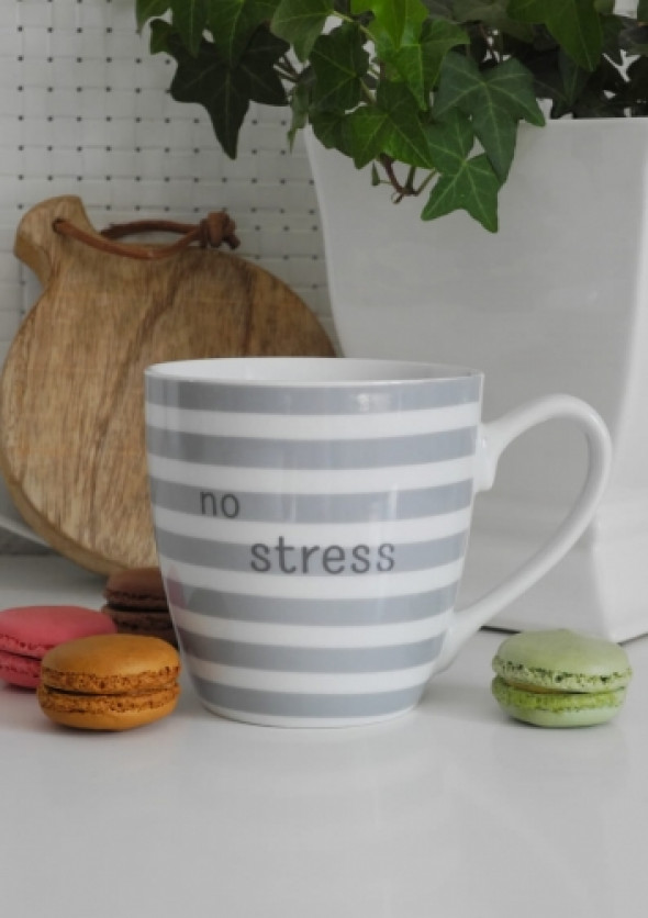 Kubek w szare paski NO STRESS