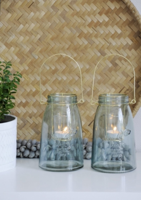 Lampion z niebieskiego szkła AQUA JAR