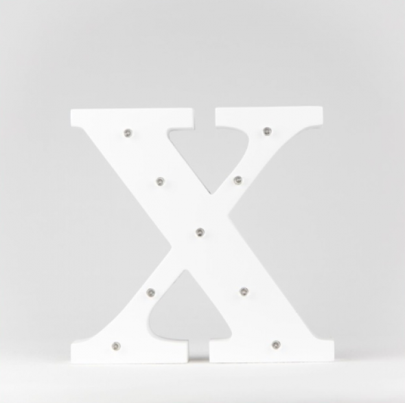 Litera X biała z żarówkami LED X