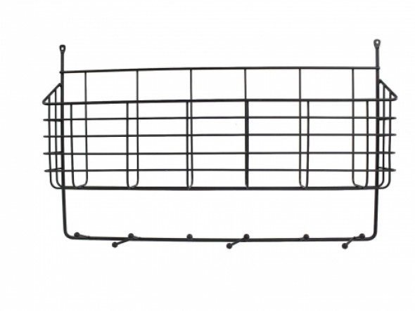 Metalowa półka z haczykami BLACK