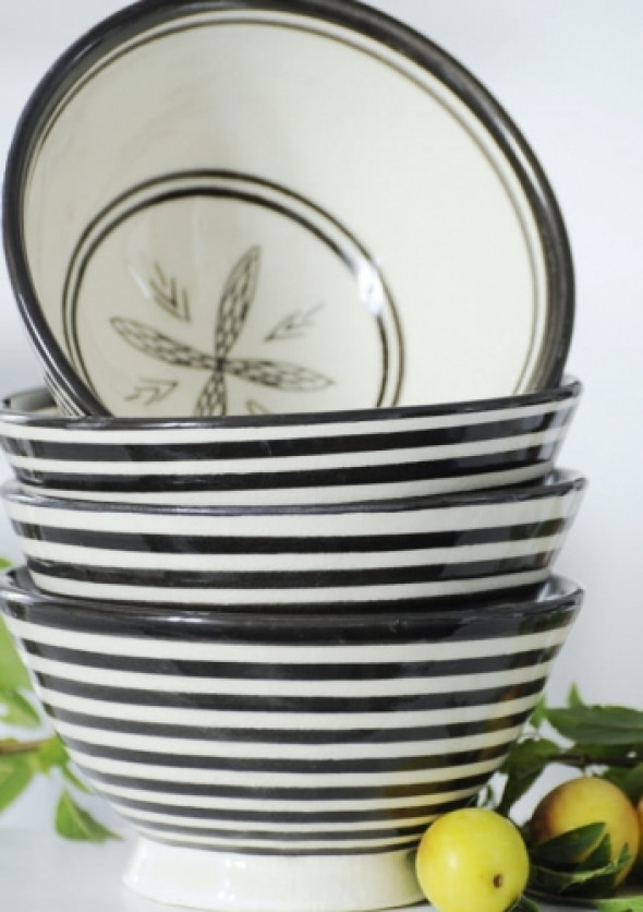 Miska w czarne paski - ceramika marokańska Tine K Home- 15 cm