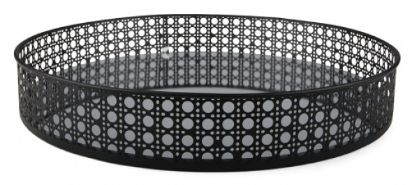 Okrągła taca metalowa z lustrzanym dnem INA