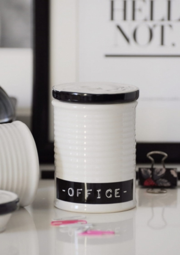 Pojemnik ceramiczny czarno biały na biurko OFFICE