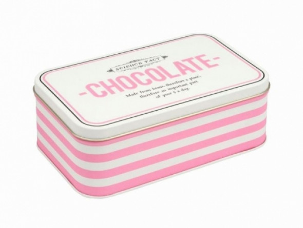 Puszka biało-różowa na słodycze CHOCOLATE