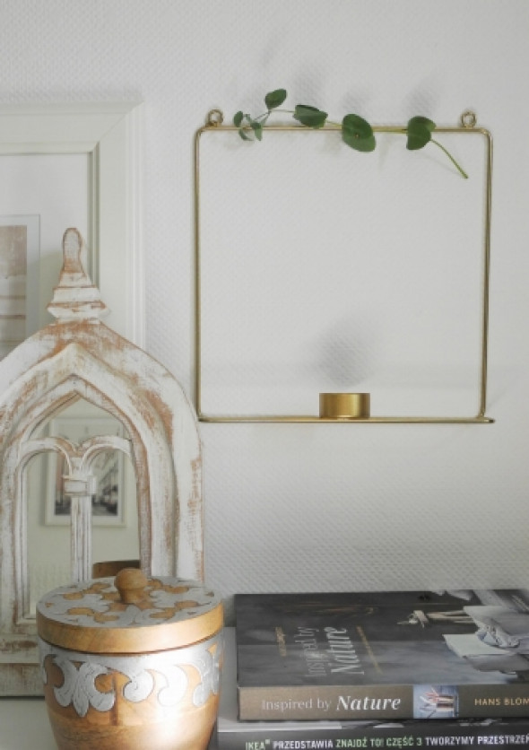 Świecznik kwadratowy na ścianę OLD GOLD