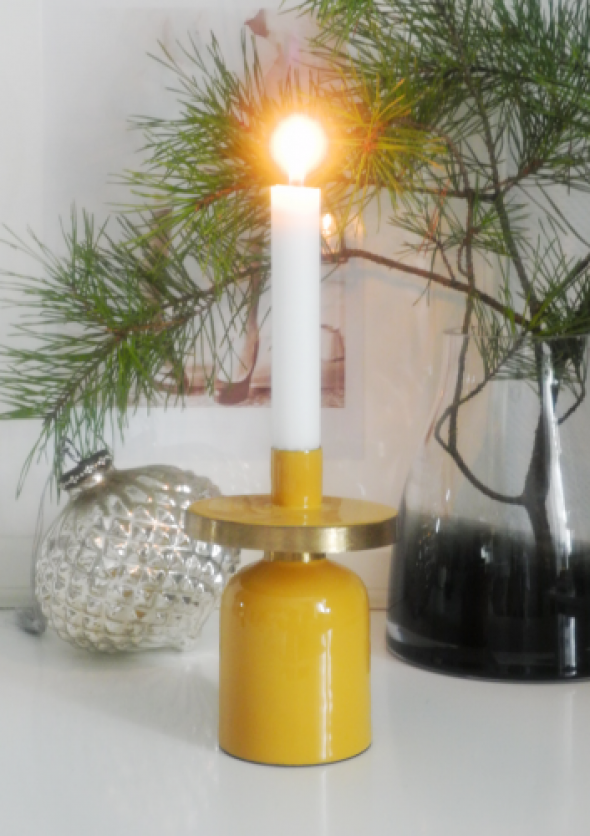 Świecznik metalowy w kolorze żółtym MADI