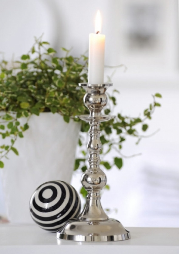 Świecznik niklowany na jedną świecę PLATER 21 cm