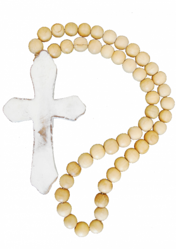 Zawieszka drewniane korale z krzyżem GREECE