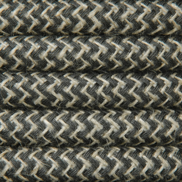 Kabel w oplocie bawełna-len 2 x 0,75 - pepitka czarna