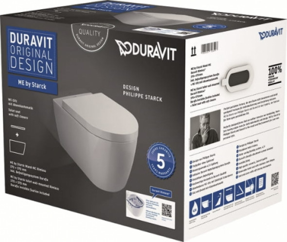 Duravit Me by Starck SET miska podwieszana 57x37cm Rimless z deską wolnoopadajacą 45290900A1