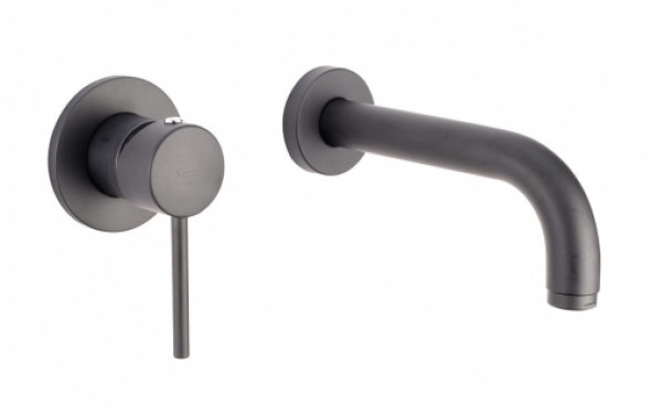 Emmevi Piper bateria umywalkowa podtynkowa, czarny mat, wylewka 25cm 45055-25NO