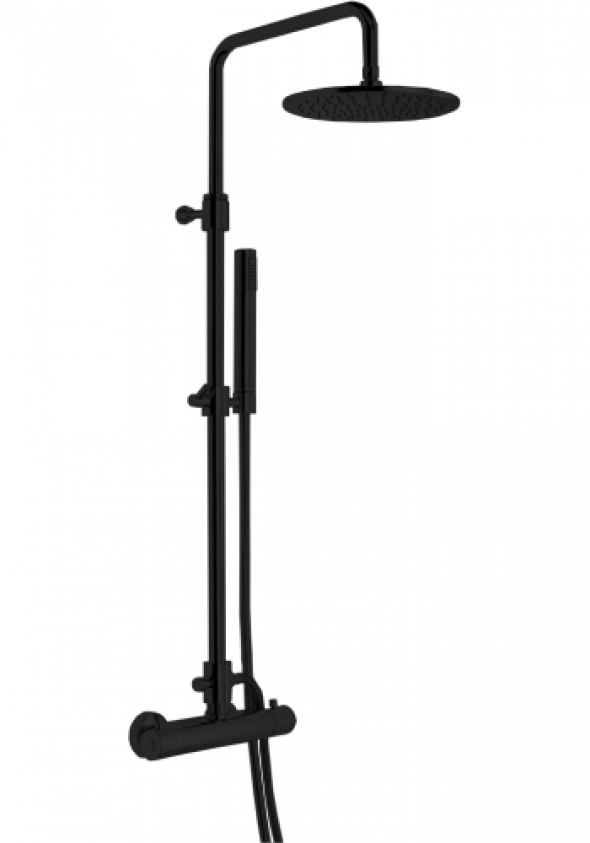 Emmevi Piper komplet prysznicowy z termostatem i deszczownicą, czarny mat 4530584NO