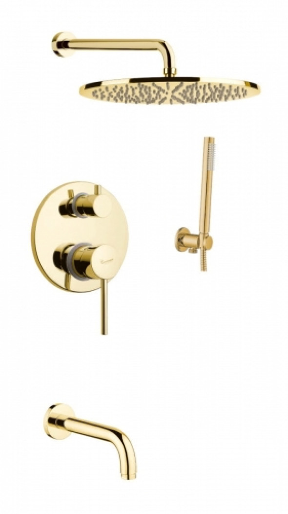 Emmevi Piper zestaw wannowo-prysznicowy z deszczownicą, kolor złoty PI019ZSCW3E.OR