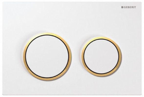 Geberit Omega 20 przycisk spłukujący biały/złocony/biały 115.085.KK.1