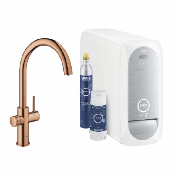 Grohe Blue Home zestaw startowy z wylewką w kształcie C, brushed warm sunset 31455DL1