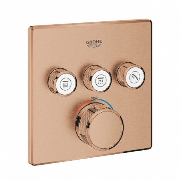 Grohe Grohtherm SmartControl Cube bateria termostatyczna do obsługii 3 wyjść, element zewnętrzny brushed warm sunset 29126DL0