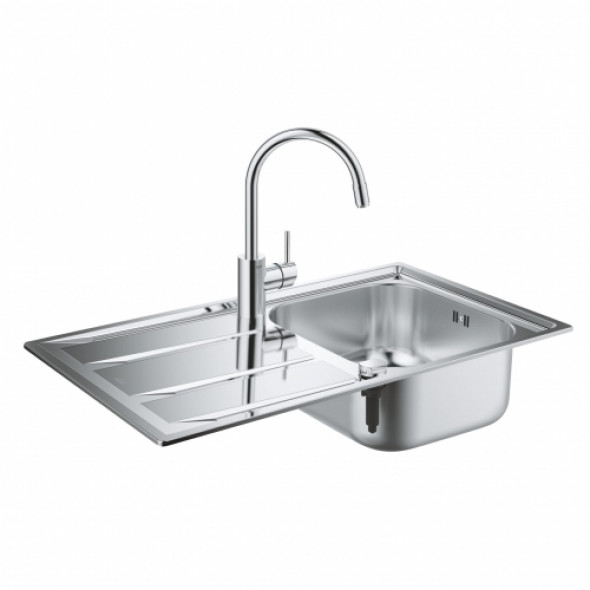 Grohe K400 zestaw: zlewozmywak wpuszczany w blat 84x48cm z baterią Concetto, stal szlachetna/chrom 31570SD0