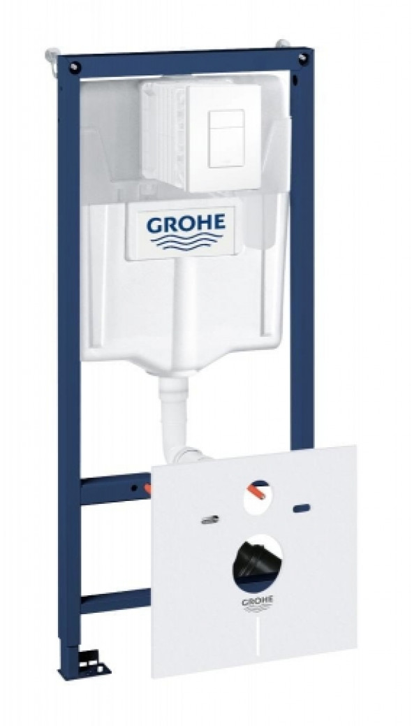 Grohe Rapid SL stelaż do miski podwieszanej zestaw 5:1, przycisk Skate Cosmopolitan biały 39448000