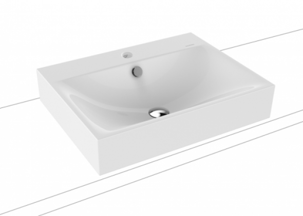Kaldewei Silenio umywalka nablatowa 60x46x12cm, model 3042, z otworem na baterię, biała, 9041.0601.3001