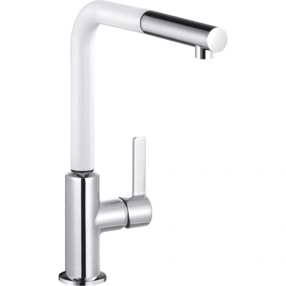 Kludi L-ine S bateria zlewozmywakowa z wyciąganą wylewką, chrom/biały mat 408519375