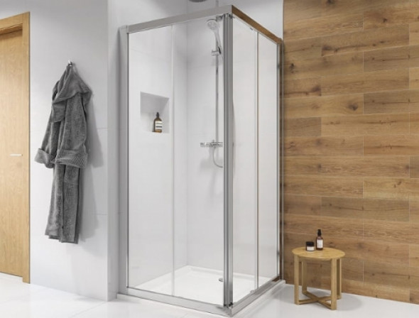 Koło Geo kabina kwadratowa drzwi suwane 90cm, szkło bezbarwne 560.122.00.3