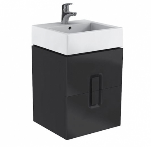 Koło Twins szafka wisząca podumywalkowa 50 cm, 2 szuflady, czarny mat 89491000
