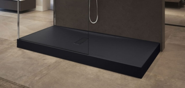 Novellini Custom brodzik prostokątny 100x80x12cm ze zintegrowaną obudową, czarny mat CU1008011-28