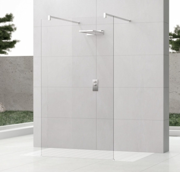 Novellini Kuadra HF Walk-In ścianka wolnostojąca 154cm, szkło bezbarwne, chrom KUADFC156-1K