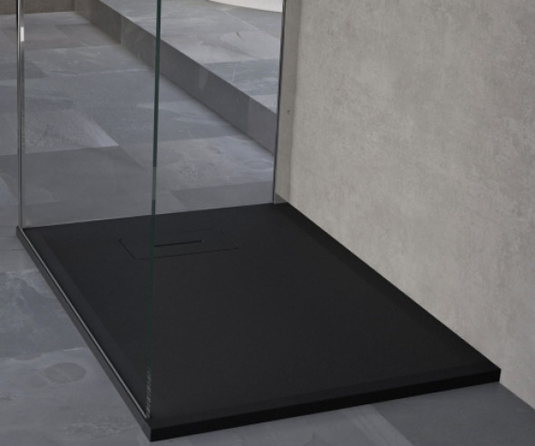 Novellini Novosolid brodzik kwadratowy 90x90x3,5cm, czarny mat NOS904-28
