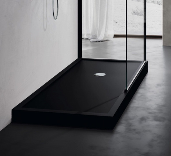 Novellini Olympic Plus brodzik prostokątny 120x70x12,5cm ze zintegrowaną obudową, czarny OL1207011-28