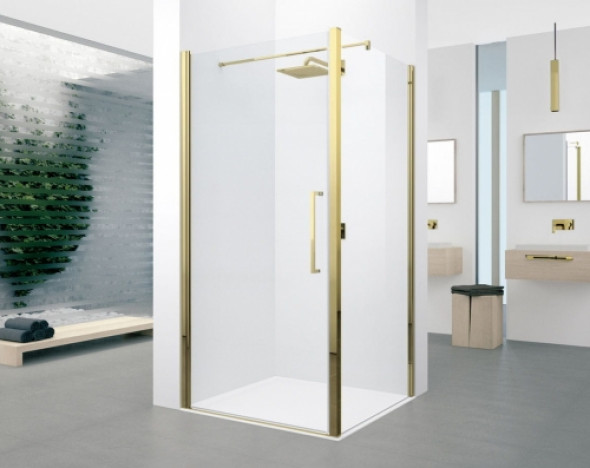 Novellini Young 2.0 1B+F1B kabina kwadratowa 80x80cm, profil złoty, szkło bezbarwne Y21B77Y2F1B79-1O