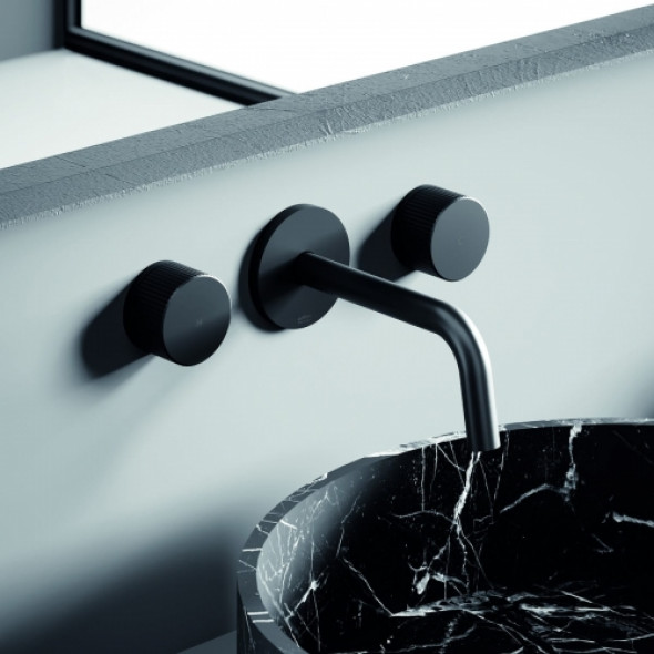 Paffoni JO bateria umywalkowa podtynkowa 3-otw. wylewka 175mm, czarny mat JO003NO