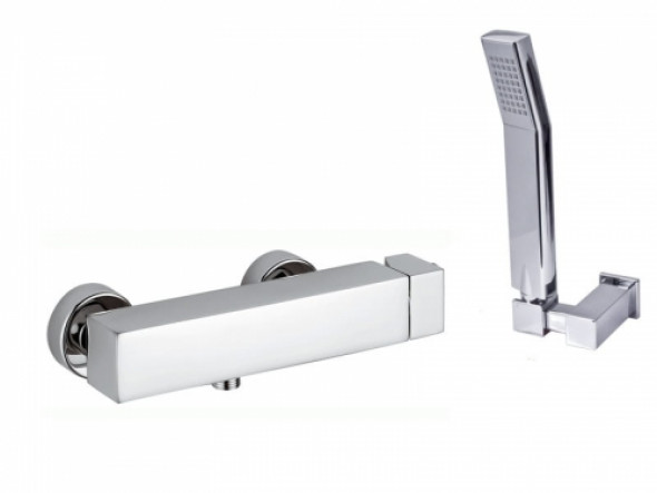 Paffoni Level Cubo bateria natryskowa ścienna z natryskiem LEC168DCR