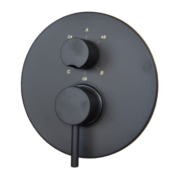 Paffoni Light Black bateria wannowo-natryskowa podtynkowa, 3-drożna, czarny mat LIG019NO