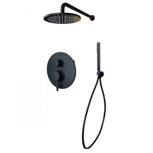 Paffoni Light Black zestaw prysznicowy podtynkowy z deszczownicą 30cm, czarny mat LIG018ZSC2E.NO