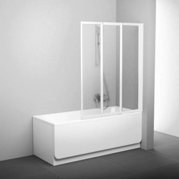 Ravak VS3 100 cm parawan nawannowy 3-elementowy, biały, szkło bezbarwne 795P0100Z1