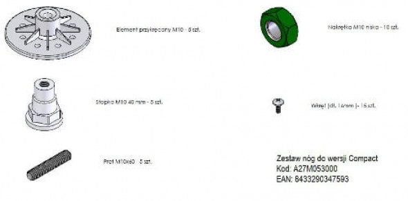 Roca Compact zestaw nóg do brodzików akrylowych A27M053000