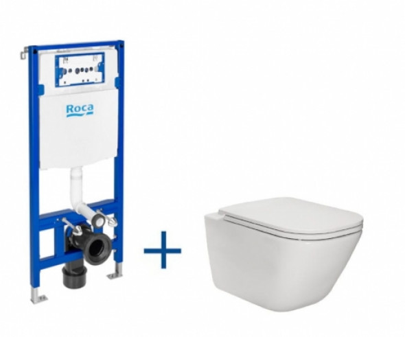 Roca Duplo One Gap Square Rimless Slim zestaw podtynkowy WC A893104500