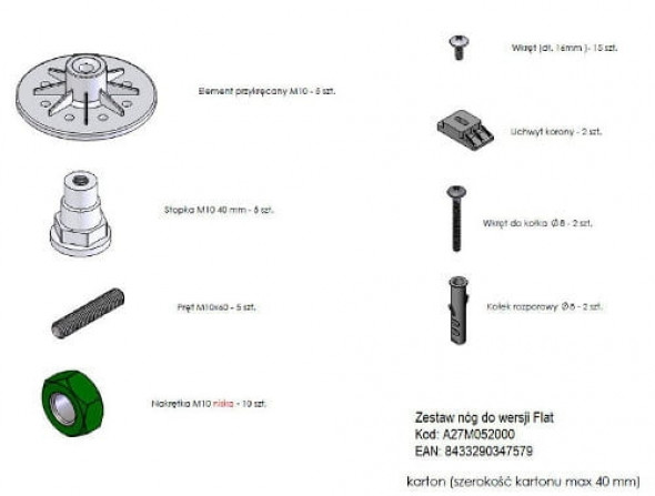 Roca Flat zestaw nóg do brodzików akrylowych A27M052000