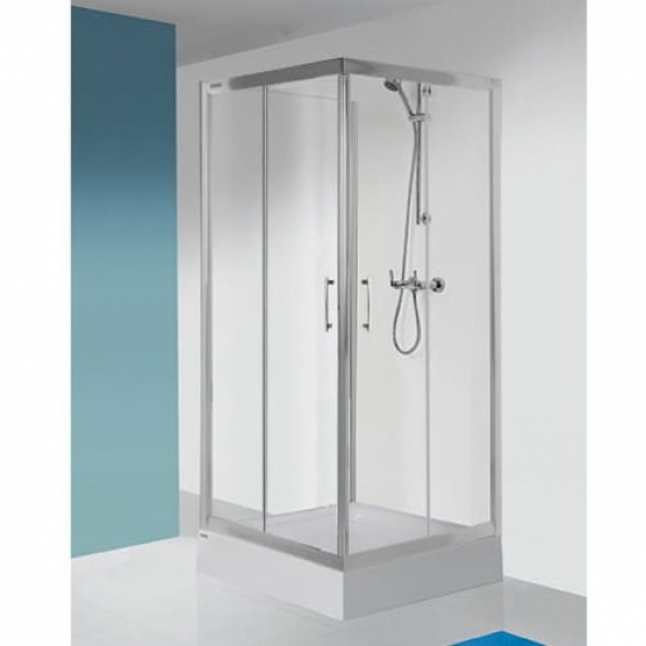 Sanplast TX5 kabina trójścienna kwadratowa 80x80x80cm szkło bezbarwne W0, profile srebrne błyszczące 600-271-0220-1310-38-401
