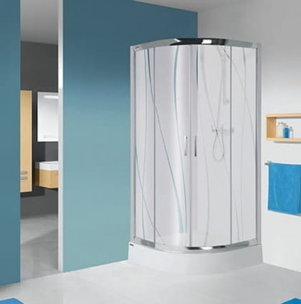 Sanplast TX5b kabina półokrągła 90 cm KP4/TX5b-90+BPza, szkło wzór W15, profile srebrny mat, z brodzikiem 602-271-0262-39-231