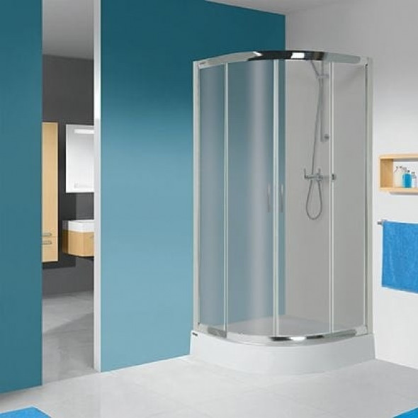 Sanplast TX5b kabina półokrągła 90x90cm z brodzikiem KP4/TX5b-90+BPza, profile srebrny połysk, szkło GY, 602-271-0262-38-501