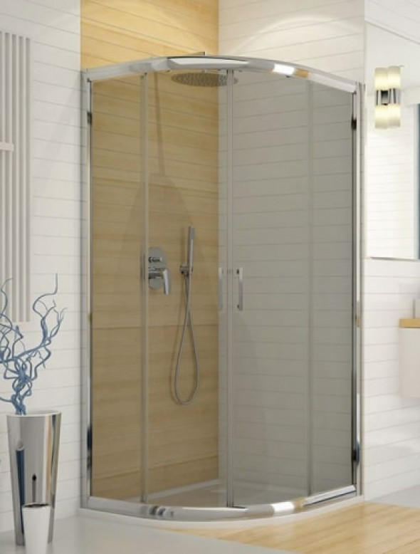 Sanplast TX5b kabina półokrągła drzwi suwane 90x90cm KP4/TX5b-90, szkło ze wzorem GY, profile srebrny połysk 600-271-0262-38-501