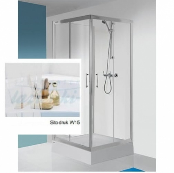 Sanplast TX5b kabina trójścienna kwadratowa 80x80x80cm szkło ze wzorem W15, profile srebrne błyszczące 600-271-0220-1310-38-231