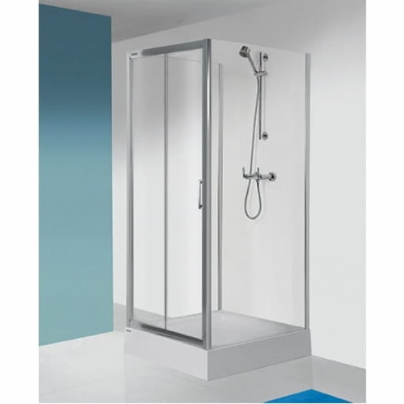 Sanplast TX5b kabina trójścienna prostokątna 80x100x80cm, szkło bezbarwne W0, profile srebrne błyszczące 600-271-1110-2-1310-38-401