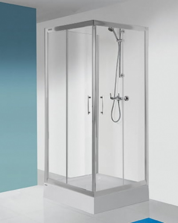 Sanplast TX5b kabina trójścienna prostokątna 90x100x90cm szkło bezbarwne W0, profile srebrne błyszczące sb 600-271-1840-1320-38-401