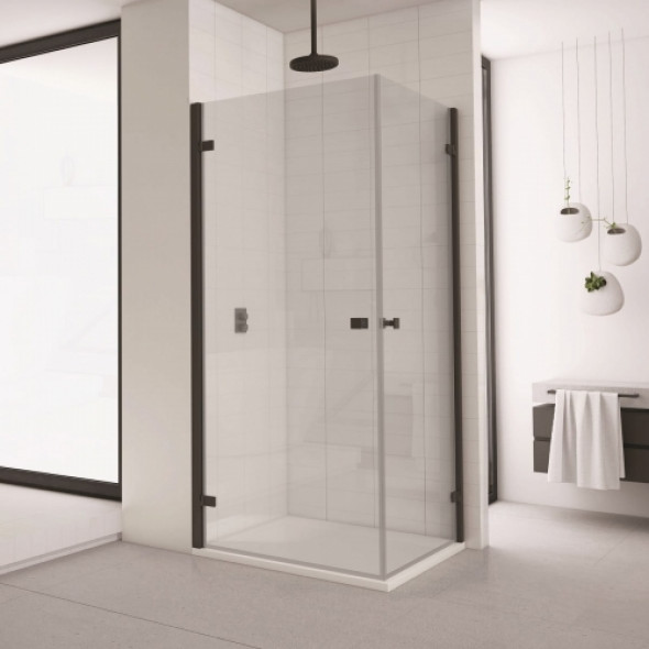 Sanswiss Annea black kabina kwadratowa 80x80cm, drzwi skrzydłowe, profile czarny mat, szkło bezbarwne AN1CG0800AN1CD08000607