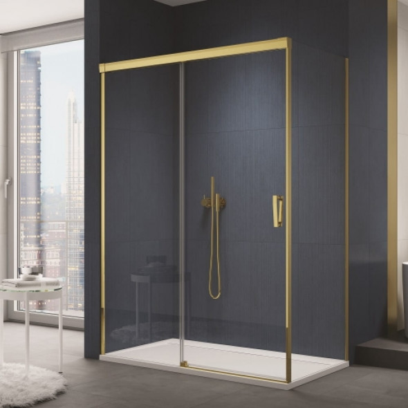 Sanswiss Cadura Gold Line kabina prostokątna 150x120cm, lewa, profil złoty, szkło bezbarwne CAS2G150CAST1201207