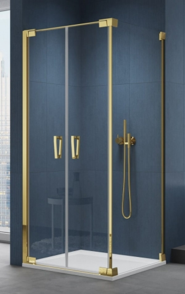 Sanswiss Cadura kabina kwadratowa 80x80cm, drzwi wahadłowe, profil złoty, szkło bezbarwne CA2CDCAT21207