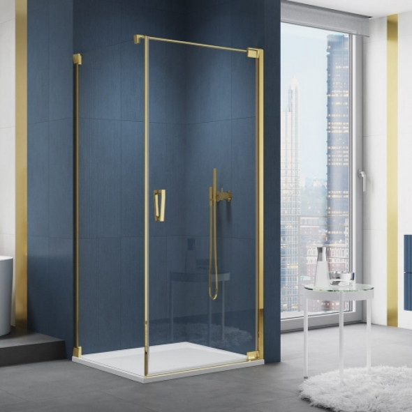 Sanswiss Cadura kabina kwadratowa 80x80cm, prawa, drzwi wahadłowe, profil złoty, szkło bezbarwne CA1CD080CAT10801207